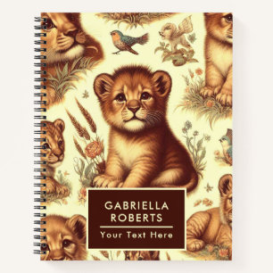 Vintages Niedliches Baby Lion Pattern Notizbuch
