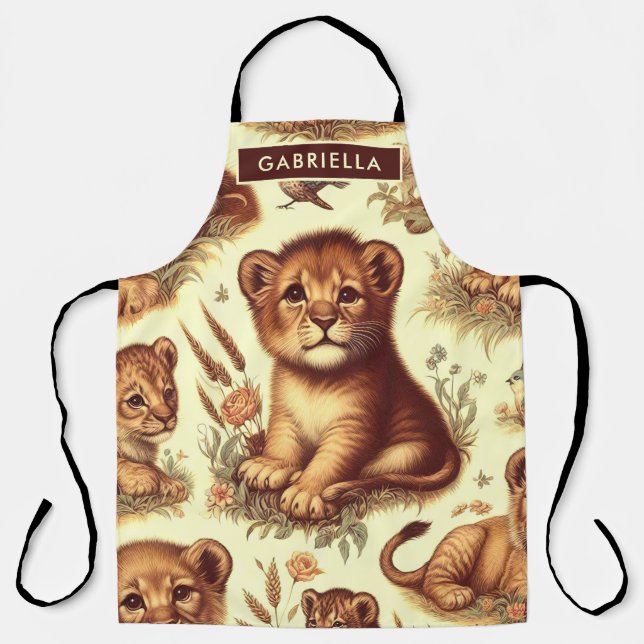 Vintages Niedliches Baby Lion Pattern Schürze (Vorderseite)