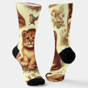Vintages Niedliches Baby Lion Pattern Socken