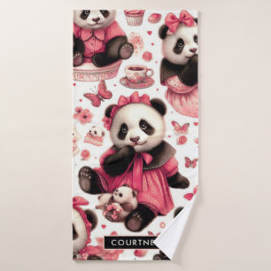 Vintages Niedliches Baby Panda Nahtlos Badehandtuch