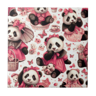 Vintages Niedliches Baby Panda Nahtlos Fliese
