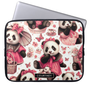 Vintages Niedliches Baby Panda Nahtlos Laptopschutzhülle