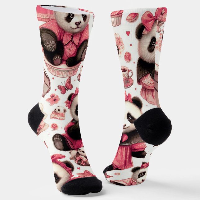 Vintages Niedliches Baby Panda Nahtlos Socken (Gewinkelt)