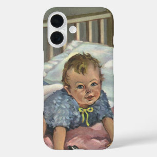 Vintages Niedliches Baby-Spielen in der Kinderkrip iPhone 16 Hülle