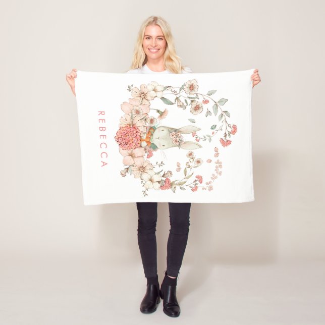 Vintages Niedliches Bunny Botanical Baby Girl Kind Fleecedecke (Beispiel)