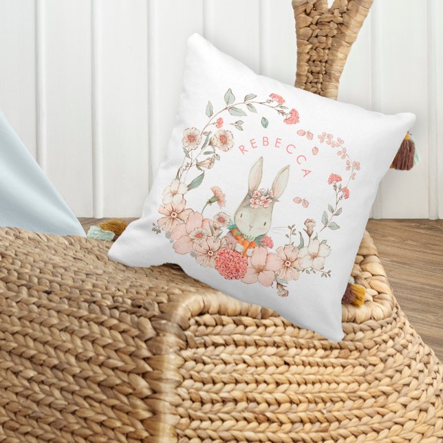 Vintages Niedliches Bunny Botanname Baby Girl Kissen (Von Creator hochgeladen)