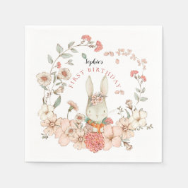 Vintages Niedliches Bunny Florals Girl I Ne Serviette