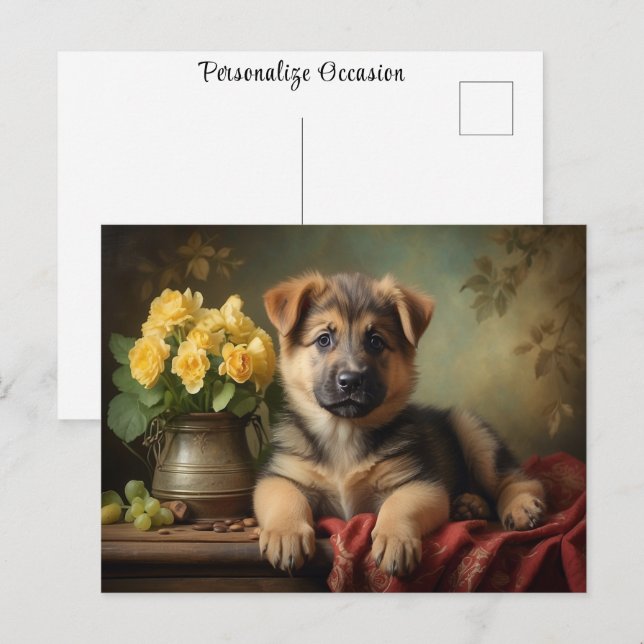 Vintages Niedliches deutsches Shepard Puppy Dog Po Postkarte (Vorne/Hinten)