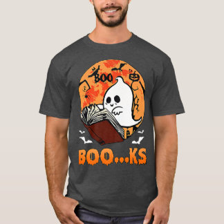 Vintages Niedliches Ghost-Buch Reading Halloween-L T-Shirt