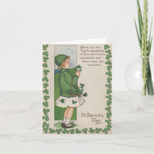 Vintages Niedliches Irish Girl St. Patrick's Day G Karte