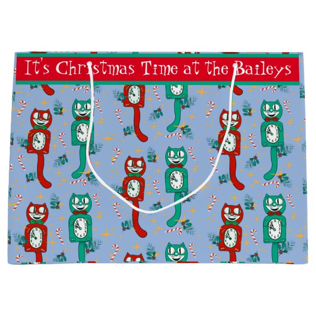 Vintages Niedliches Kit Cat Clock Personalisierte  Große Geschenktüte (Vorderseite)