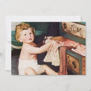 Vintages Niedliches Kleinkind mit Kleiderschrank