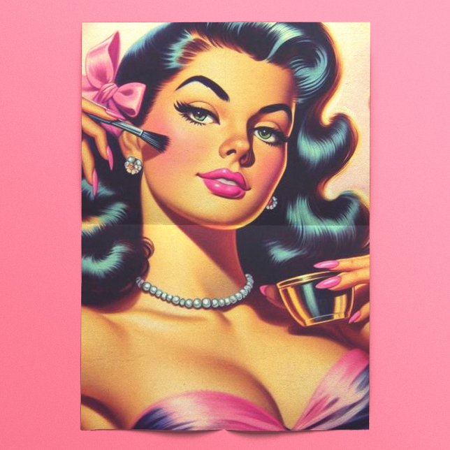 Vintages Niedliches Make-up Girl Seidenpapier (Von Creator hochgeladen)