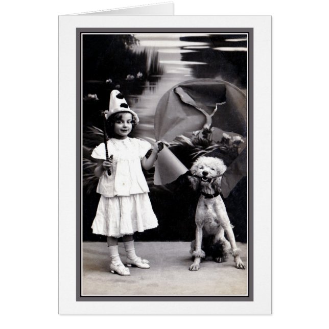 Vintages niedliches Pierrot-Girl mit Poodle-Foto (Vorne)