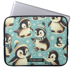 Vintages Niedliches Pinguin-Muster Laptopschutzhülle
