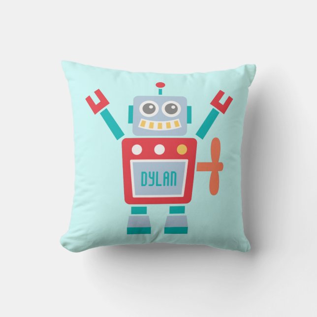 Vintages niedliches Roboter-Spielzeug für Kissen (Vorderseite)
