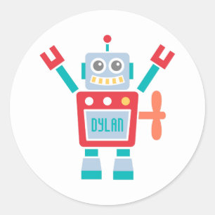 Vintages Niedliches Roboterspielzeug für Kinder Runder Aufkleber