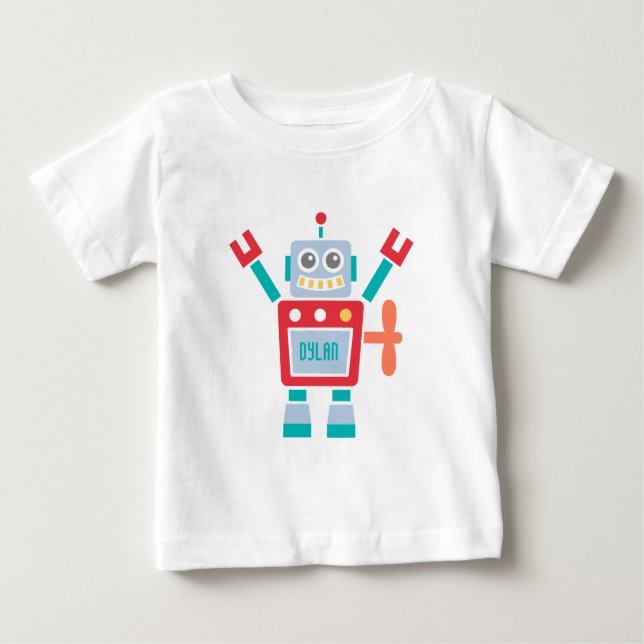 Vintages Niedliches Roboterspielzeug für Kleinkind Baby T-shirt (Vorderseite)