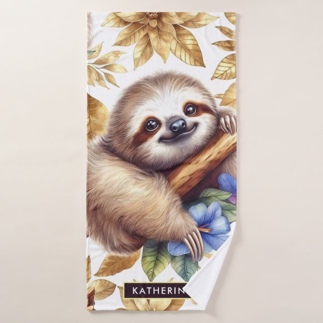 Vintages Niedliches Sloth-Muster Badehandtuch (Badehandtuch)