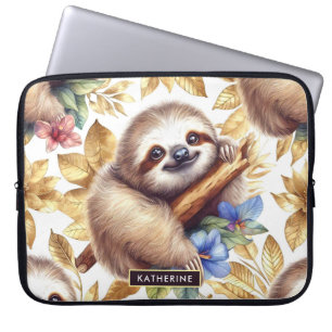 Vintages Niedliches Sloth-Muster Laptopschutzhülle