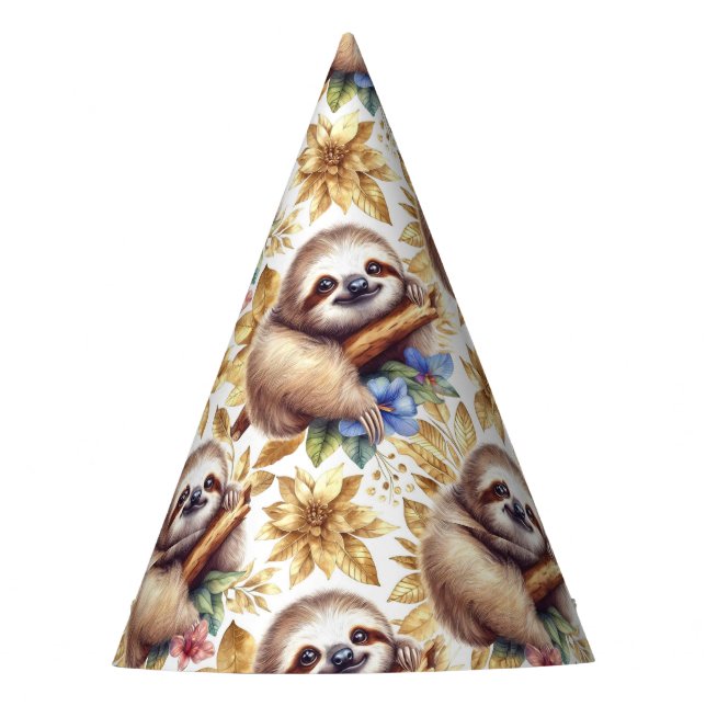 Vintages Niedliches Sloth-Muster Partyhütchen (Vorderseite)