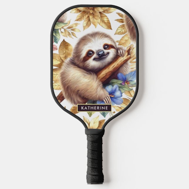 Vintages Niedliches Sloth-Muster Pickleball Schläger (Vorderseite)