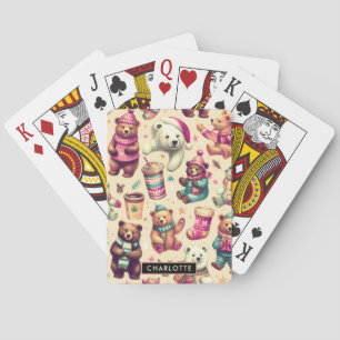 Vintages Niedliches Teddybärmuster Spielkarten