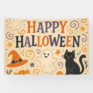 Vintages, niedliches whimsical Happy Halloween Banner