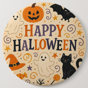 Vintages, niedliches whimsical Happy Halloween Button
