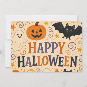 Vintages, niedliches whimsical Happy Halloween Einladung