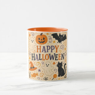 Vintages, niedliches whimsical Happy Halloween Tasse