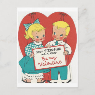 Vintages "No Strings" Paar Valentine Feiertagspostkarte