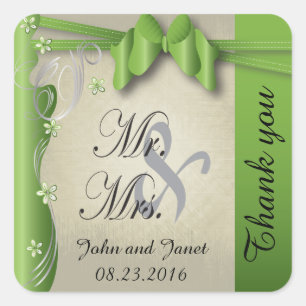 Vintages nobles Curvy Entwurf  Peridot-Grün Quadratischer Aufkleber