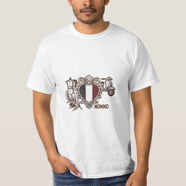 Vintages Nonno-italienisches Shirt | Klassisches E (Vorderseite)