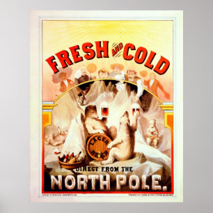 Vintages Nordpol-Bier, frisch und kalt Poster