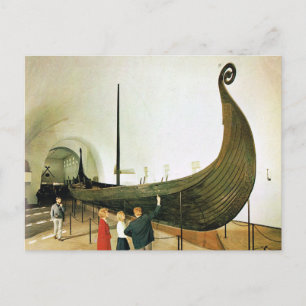 Vintages Norwegen, Gokstad-Schiff Postkarte