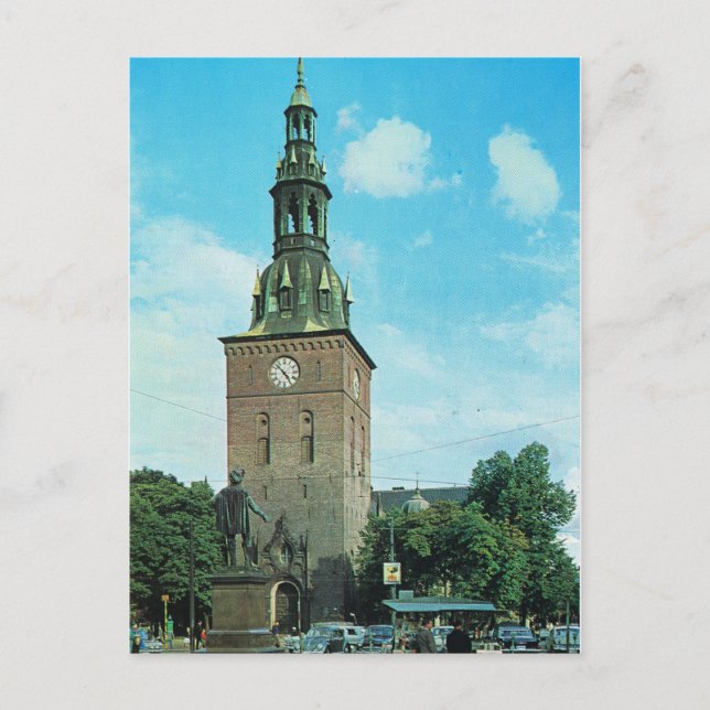 Vintages Norwegen, Kathedrale Oslo Postkarte (Vorderseite)