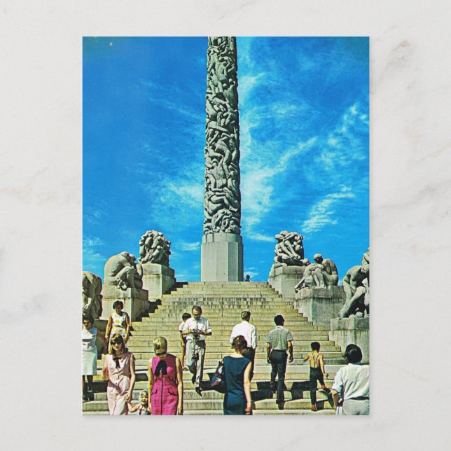 Vintages Norwegen, Oslo, Skulpturenpark Postkarte (Vorderseite)