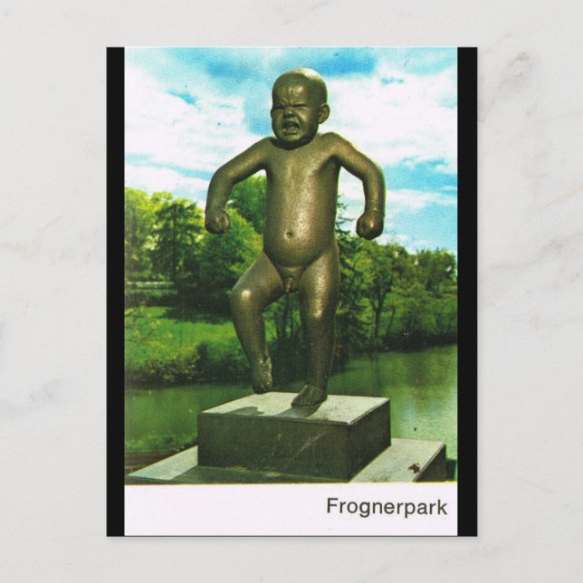 Vintages Norwegen, Oslo, Skulpturenpark Postkarte (Vorderseite)