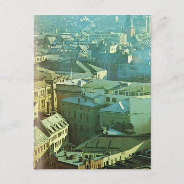 Vintages Norwegen, Oslo, Stadtzentrum Postkarte (Vorderseite)