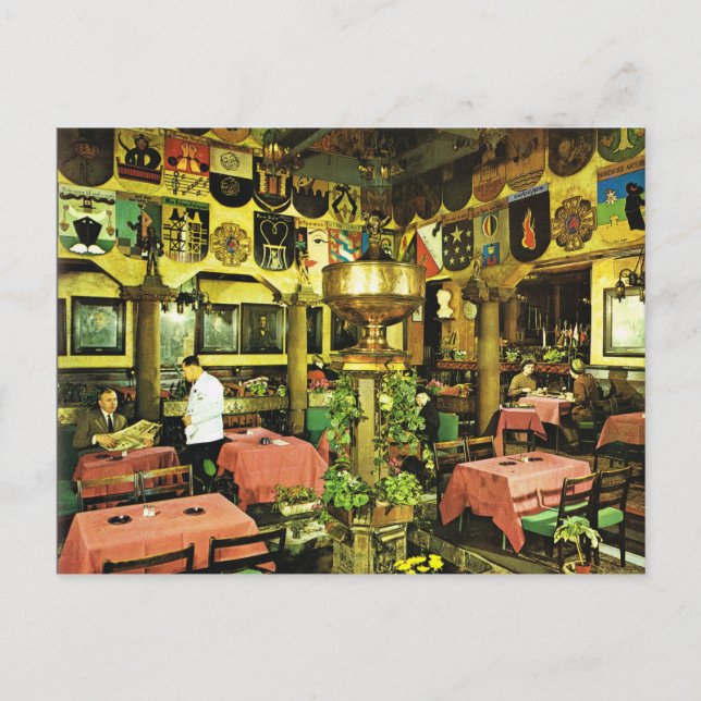 Vintages Norwegen, Oslo, traditionelles Restaurant Postkarte (Vorderseite)