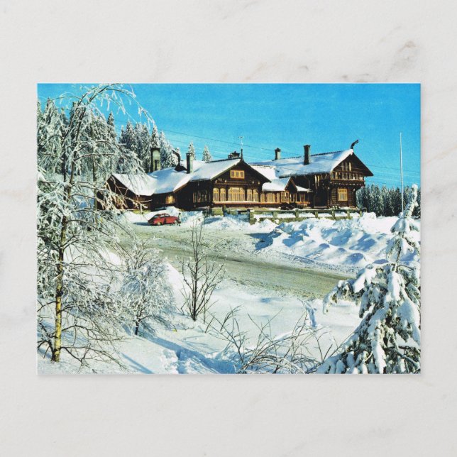 Vintages Norwegen, Schnee im Wintergebirge Postkarte (Vorderseite)