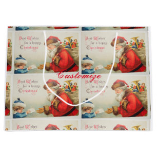 Vintages Nostalgie Sankt und des Jungen Große Geschenktüte