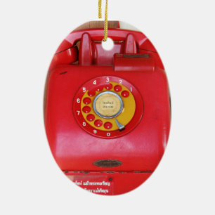 Vintages Nostalgisches, altes Retro-Telefon Keramik Ornament