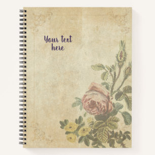 Vintages Notebook mit Rose Mousseuse Design Notizbuch