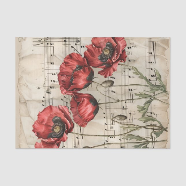 Vintages Notenblatt Ephemera Seidenpapier (Vorderseite)