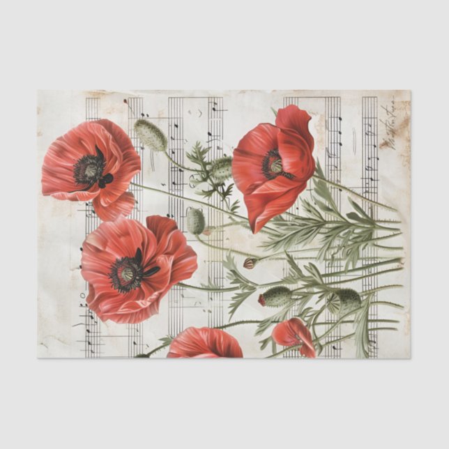 Vintages Notenblatt Ephemera Seidenpapier (Vorderseite)