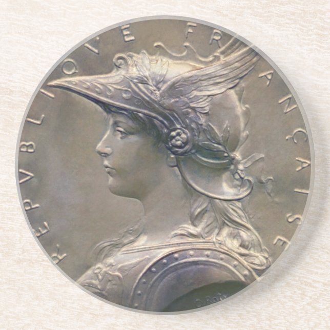 Vintages Nouveau Franzose-Medaillon Getränkeuntersetzer (Vorne)