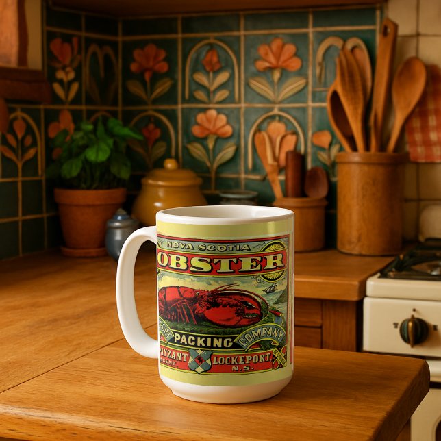 Vintages Nova Scotia Lobster-Label Kaffeetasse (Von Creator hochgeladen)