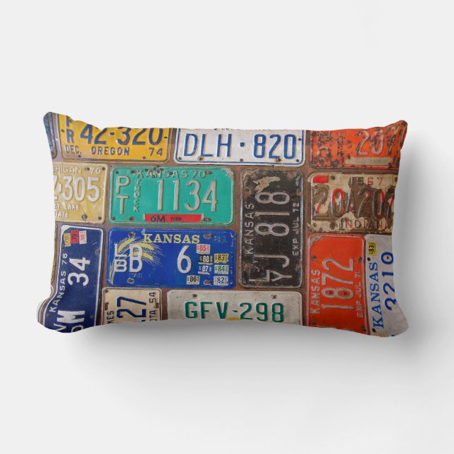 Vintages Nummernschild Lendenkissen (Vorderseite)